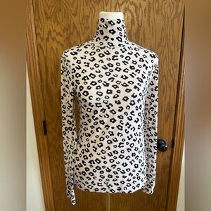 LOFT Black and White Leopard Print Long Sleeve Top